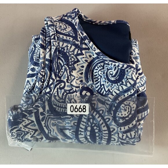 NWT Ronni Nicole Sleeveless Paisley Print White/Indigo Dress L blues new - Picture 10 of 11